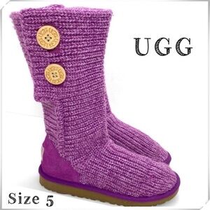 Ugg Classic Cardy Knitted  Boot in Cactus Rose Quartz Purple Size 5 S/N 5640